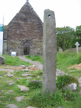 Ogham Stone and church